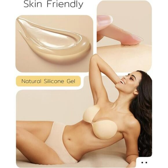 Niidor Strapless Sticky Bra Push Up Silicone Invisible Bra for Backless Dress - Picture 3 of 7
